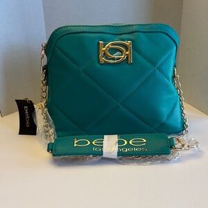 Bebe Gio Dome Quilted Crossbody Bag with Gold Chain